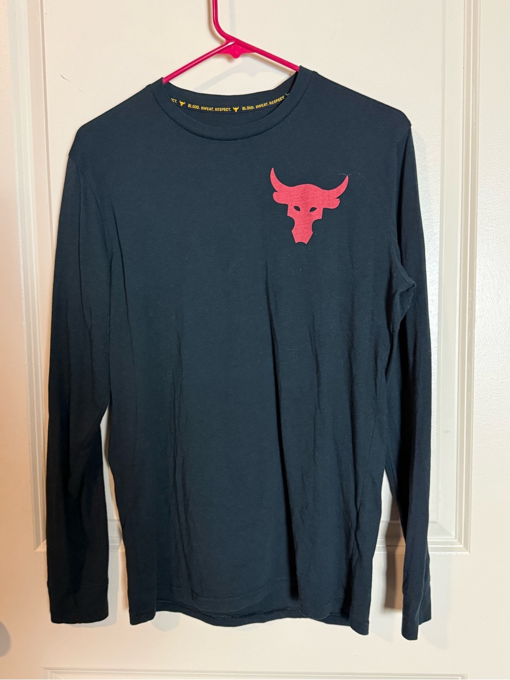 Men's Under Armour Project Rock Long-Sleeve Shirt with Red Bull Skull Graphic